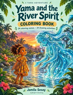Official cover for Yama and the River Spirit Coloring Book by Jamila Sesay